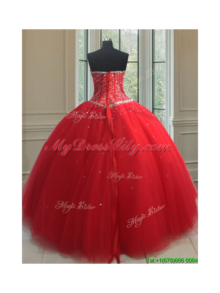 Best Selling Puffy Skirt Visible Boning Beaded Bodice Quinceanera Dress