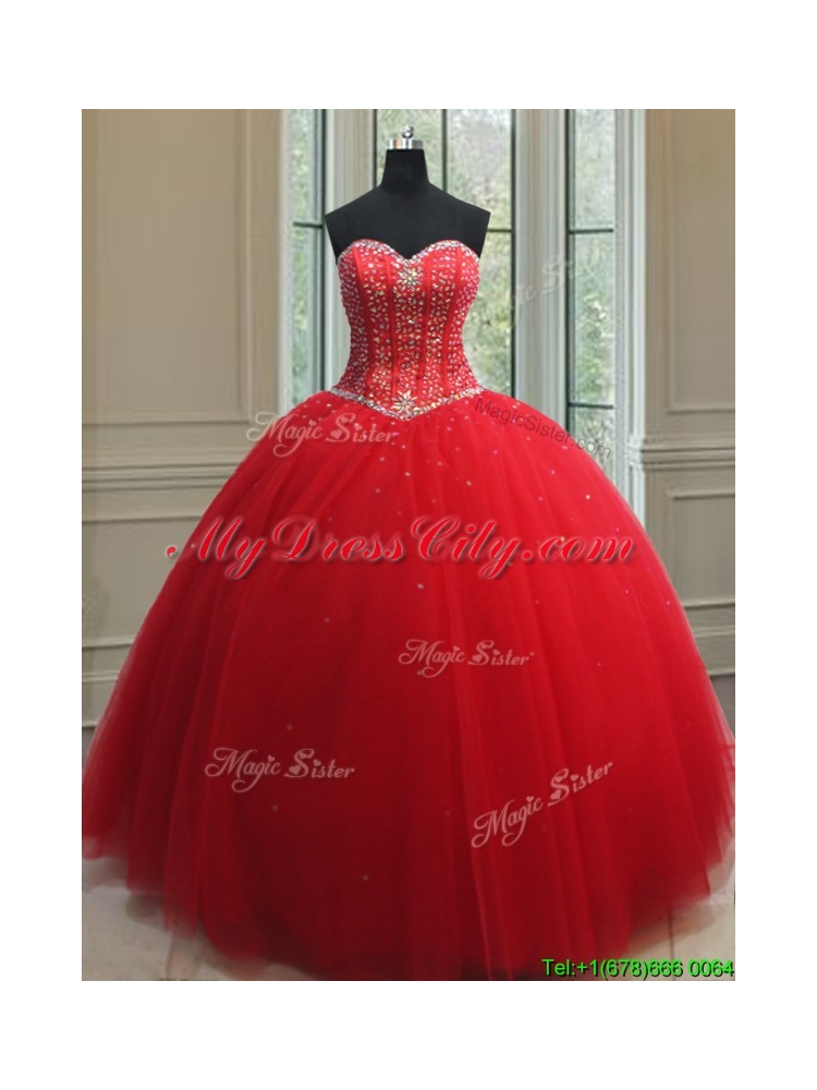 Best Selling Puffy Skirt Visible Boning Beaded Bodice Quinceanera Dress