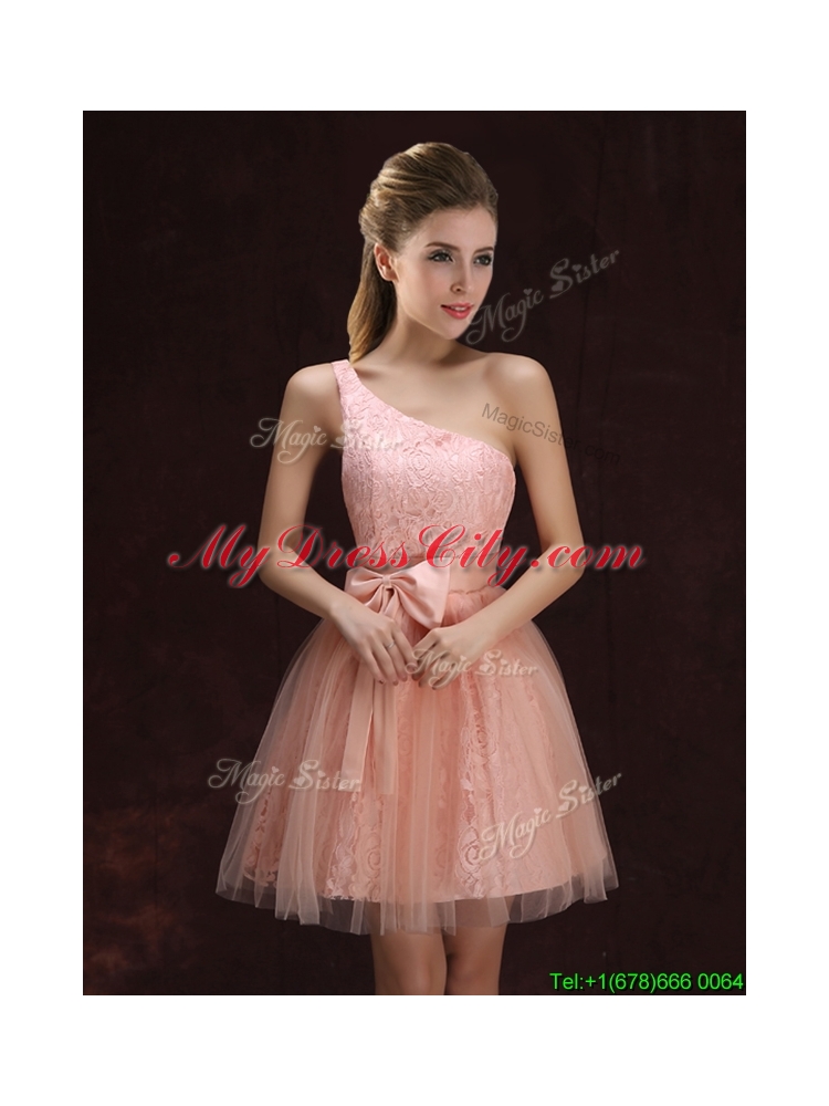 2017 Wonderful A Line Pink Short Dama Dress in Lace and Tulle