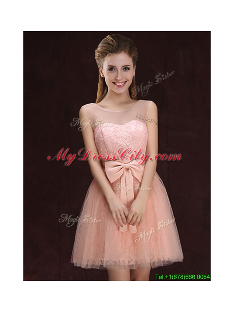 2017 Wonderful A Line Pink Short Dama Dress in Lace and Tulle