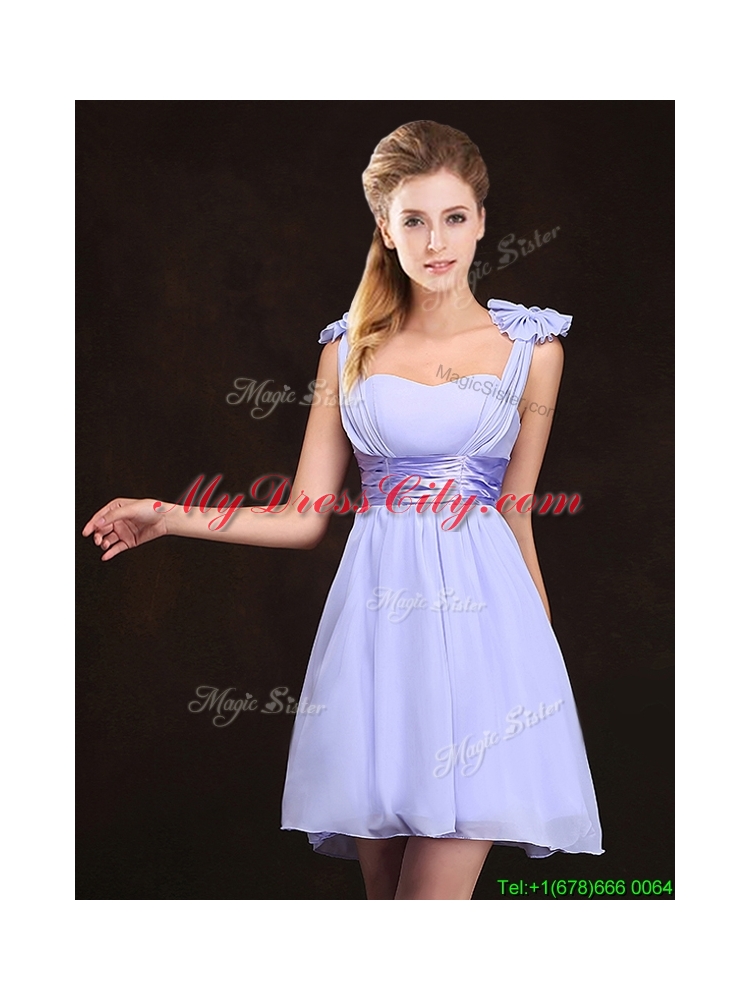 Trendy Empire Straps Lavender Dama Dress with Bowknot for 2017