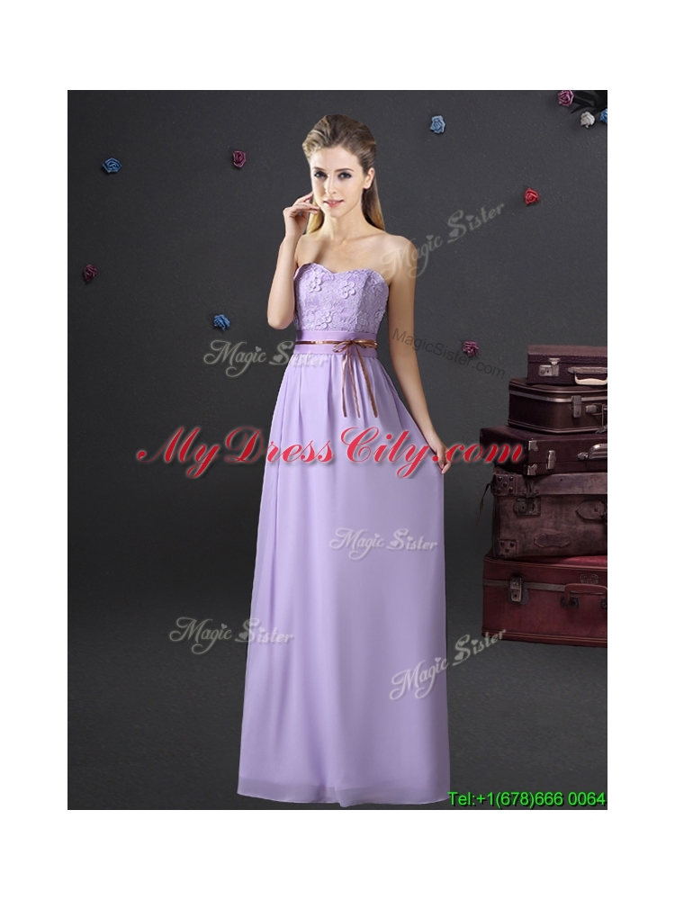 2017 Exquisite Belted and Applique Laced Long Prom Dress in Lavender