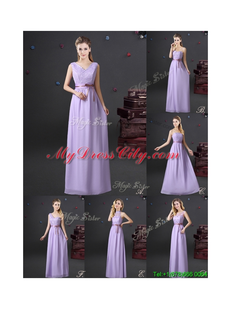 2017 Exquisite Belted and Applique Laced Long Prom Dress in Lavender