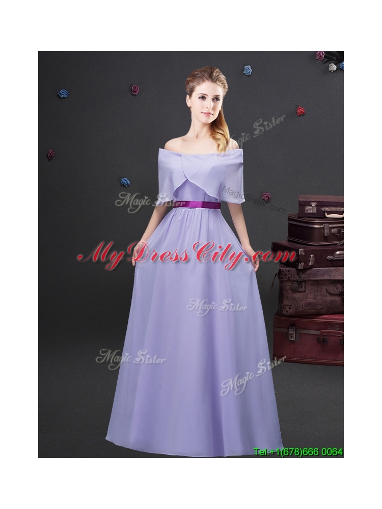 Simple Off the Shoulder Lavender Long Prom Dress in Chiffon