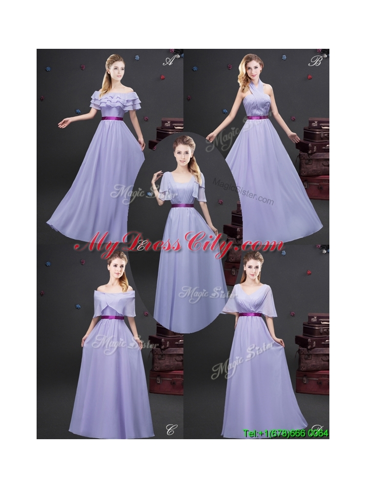 Simple Off the Shoulder Lavender Long Prom Dress in Chiffon