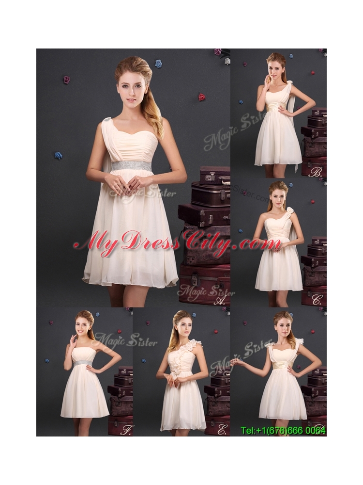 Sweet Handmade Flower and Ruched Prom Dress with One Shoulder