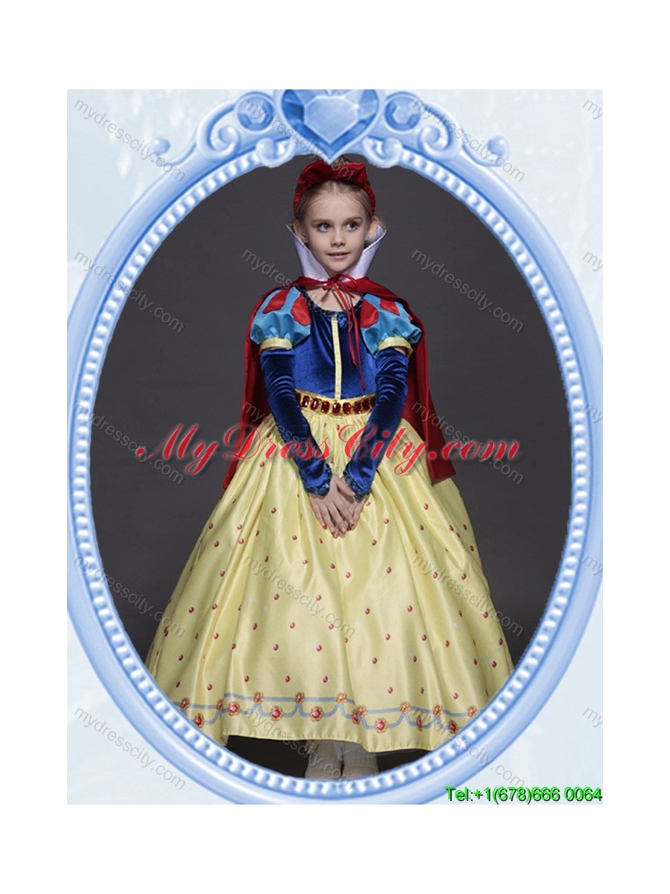 Halloween Pretty A Line Belted and Bowknot Yellow Little Girl Pageant Dress in Printing