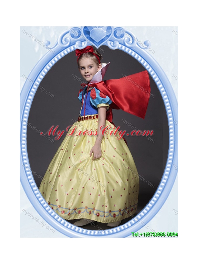 Halloween Pretty A Line Belted and Bowknot Yellow Little Girl Pageant Dress in Printing