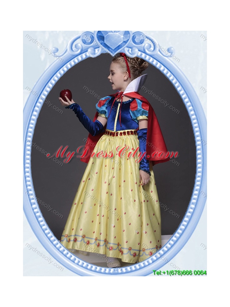 Halloween Pretty A Line Belted and Bowknot Yellow Little Girl Pageant Dress in Printing