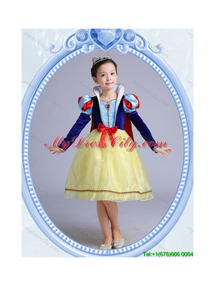 Halloween Sweet Short Sleeves Yellow Bowknot Little Girl Pageant Dress in Organza