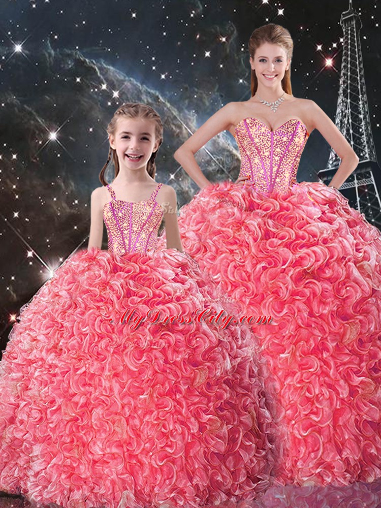 Sweetheart Sleeveless Organza Sweet 16 Dresses Beading and Ruffles Lace Up