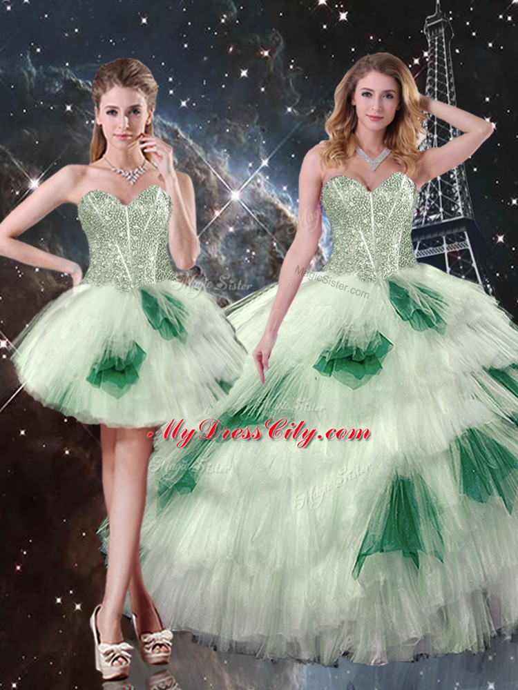 Multi-color Sleeveless Beading and Ruffled Layers and Sequins Floor Length Sweet 16 Quinceanera Dress