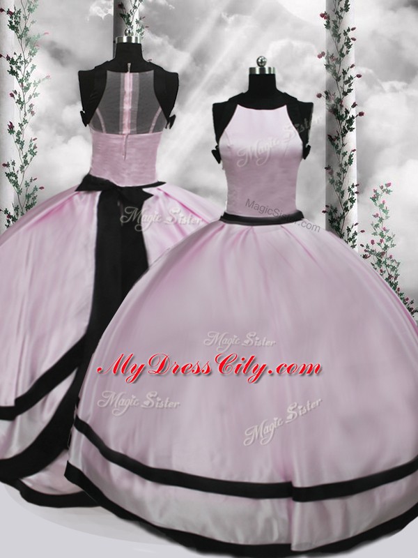 New Arrival Floor Length Pink Quinceanera Dress Taffeta Sleeveless Ruching