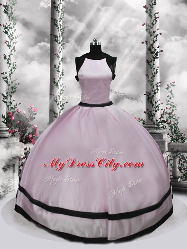 New Arrival Floor Length Pink Quinceanera Dress Taffeta Sleeveless Ruching