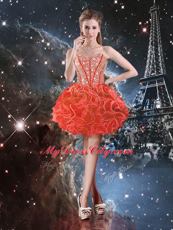 Organza Sleeveless Floor Length Sweet 16 Dress and Beading and Ruffles