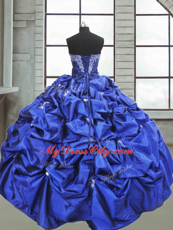 Custom Made Sleeveless Floor Length Beading and Pick Ups Lace Up Ball Gown Prom Dress with Purple