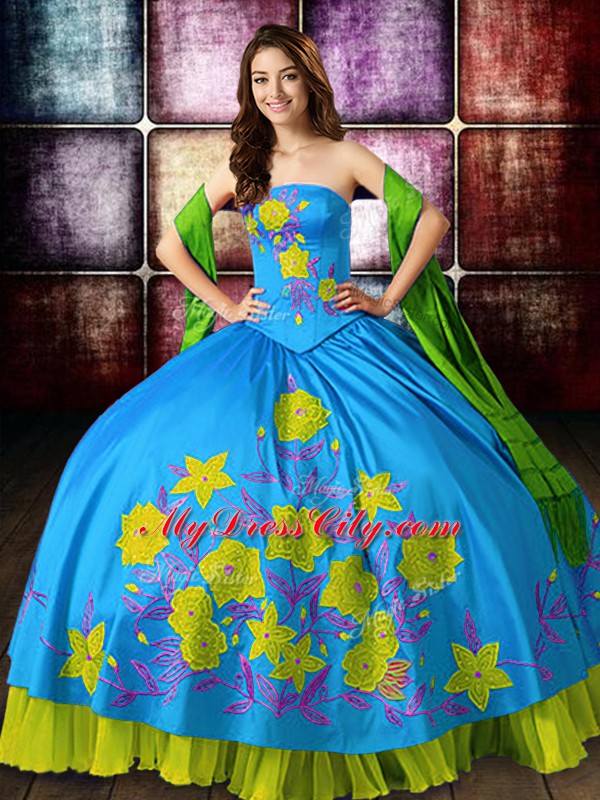 Fashion Multi-color Sleeveless Satin Lace Up Quinceanera Dresses for Military Ball and Sweet 16 and Quinceanera