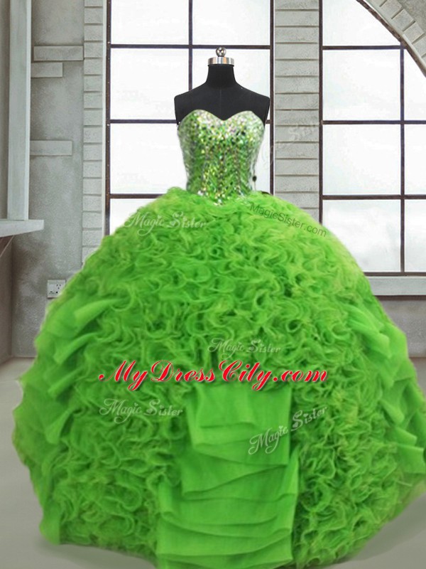 Floor Length Green Quinceanera Gowns Sweetheart Sleeveless Lace Up