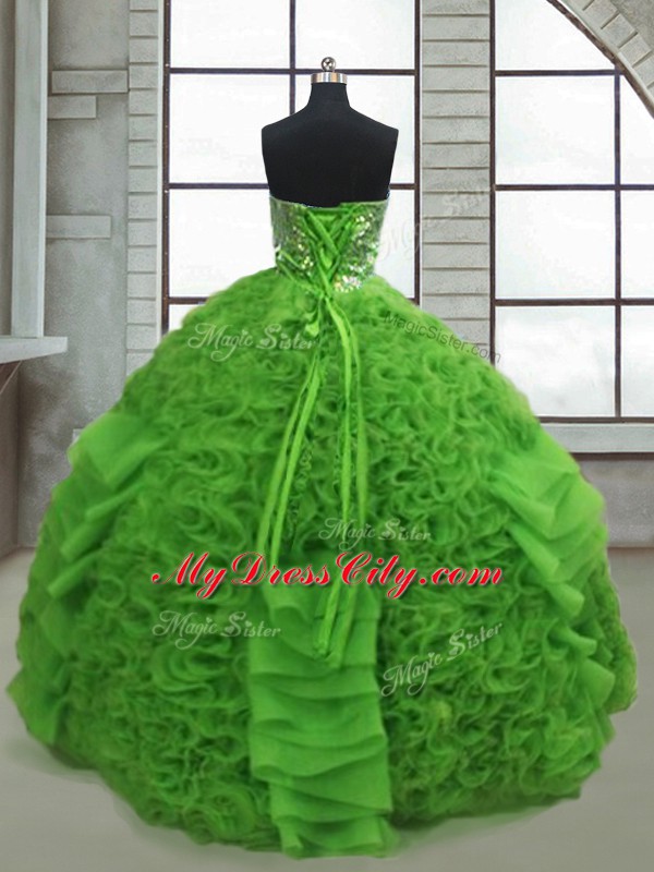 Floor Length Green Quinceanera Gowns Sweetheart Sleeveless Lace Up