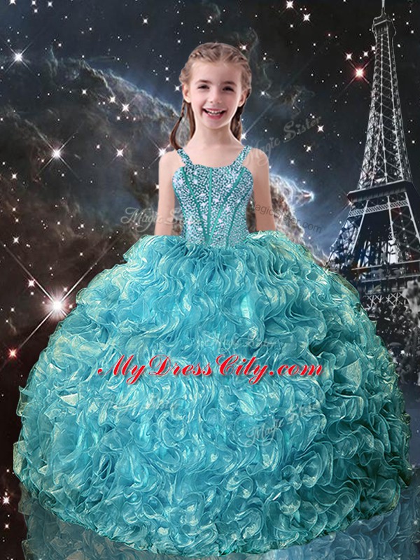 Sleeveless Beading and Ruffles Lace Up Girls Pageant Dresses