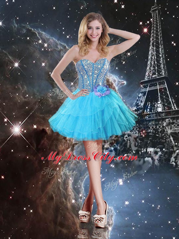 Sweetheart Sleeveless Organza 15th Birthday Dress Ruffled Layers and Sequins Lace Up