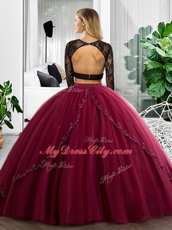 Fantastic Lace and Ruching Sweet 16 Dress Olive Green Backless Long Sleeves Floor Length