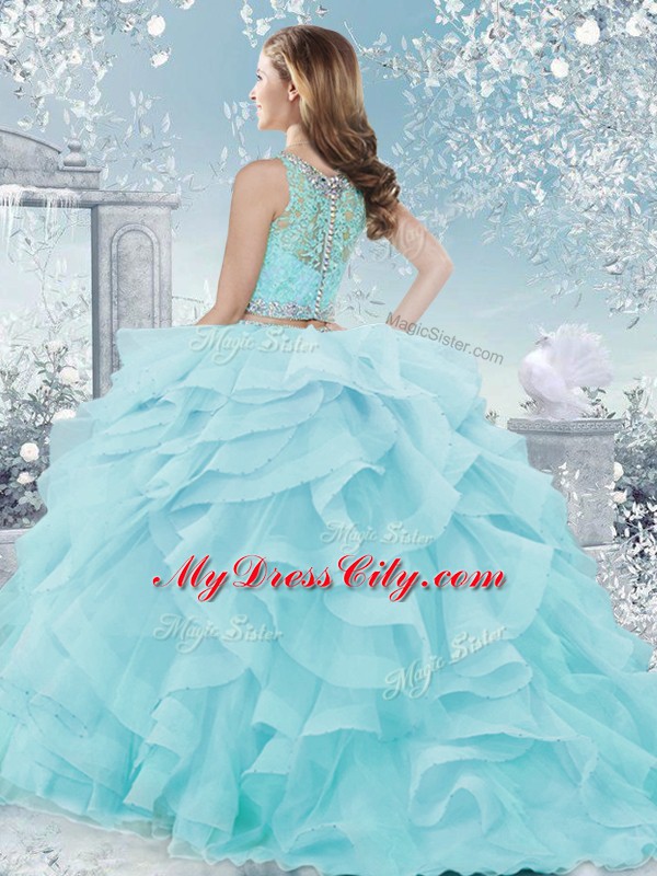 Best Baby Pink Clasp Handle Vestidos de Quinceanera Beading and Ruffles Sleeveless Floor Length