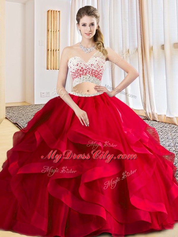 Unique Sleeveless Criss Cross Floor Length Beading and Ruffles Quinceanera Gowns