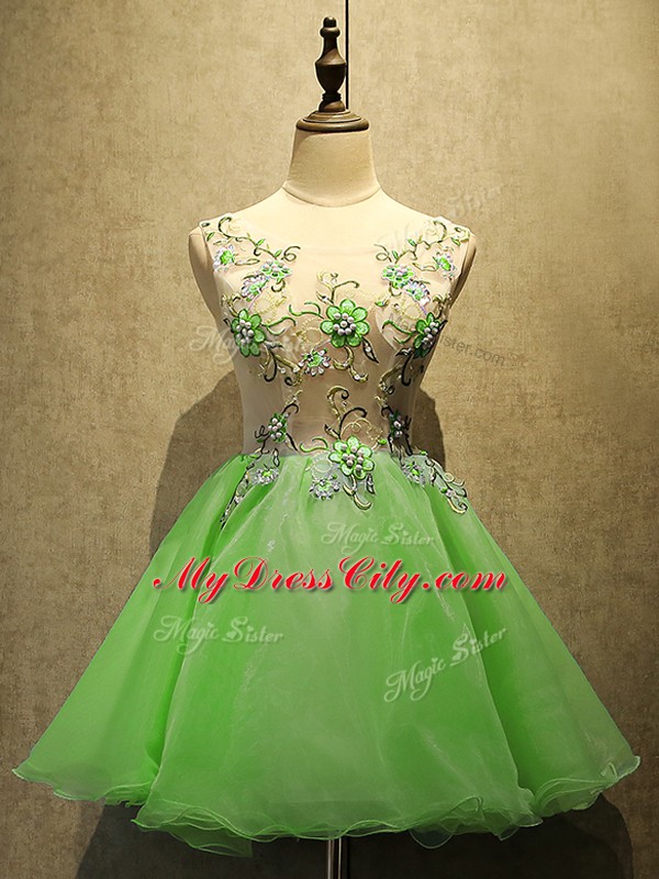 Glittering Sleeveless Organza Lace Up Prom Party Dress for Prom and Party