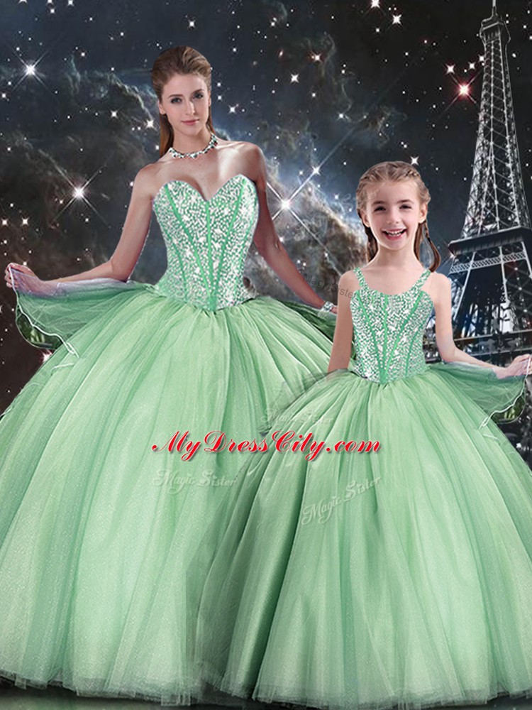 Floor Length Apple Green Sweet 16 Quinceanera Dress Sweetheart Sleeveless Lace Up