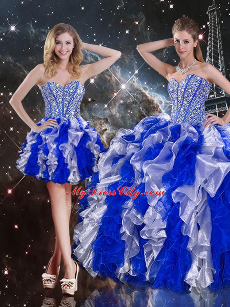 Ruffles 15 Quinceanera Dress Multi-color Lace Up Sleeveless Floor Length