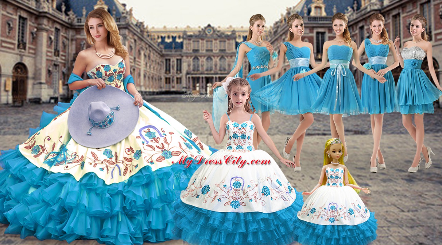 Fantastic Sweetheart Sleeveless Lace Up Quinceanera Dresses Baby Blue Organza