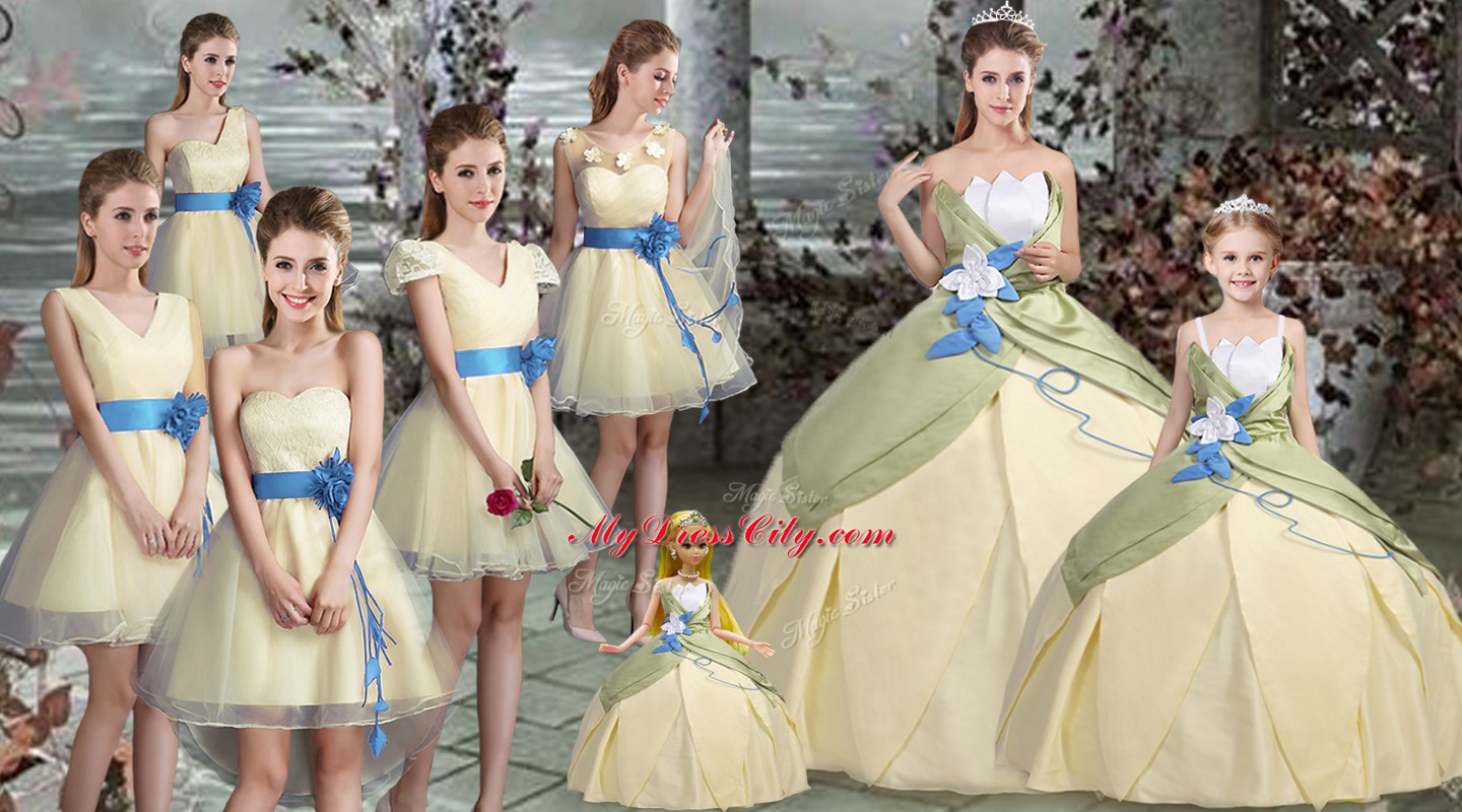 Light Yellow Sleeveless Satin Lace Up Sweet 16 Dress for Military Ball and Sweet 16 and Quinceanera