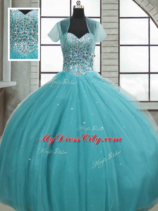 Comfortable Sleeveless Lace Up Floor Length Beading and Sequins Sweet 16 Quinceanera Dress