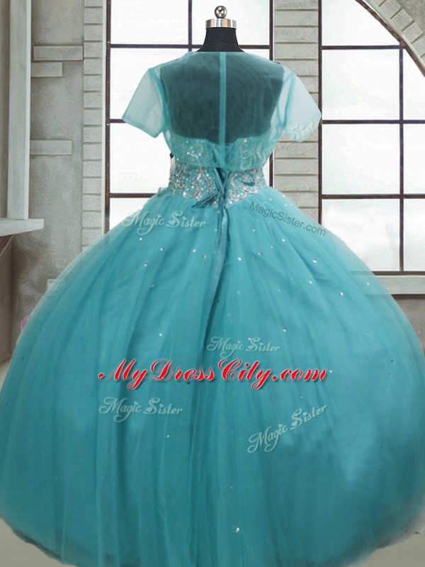 Comfortable Sleeveless Lace Up Floor Length Beading and Sequins Sweet 16 Quinceanera Dress