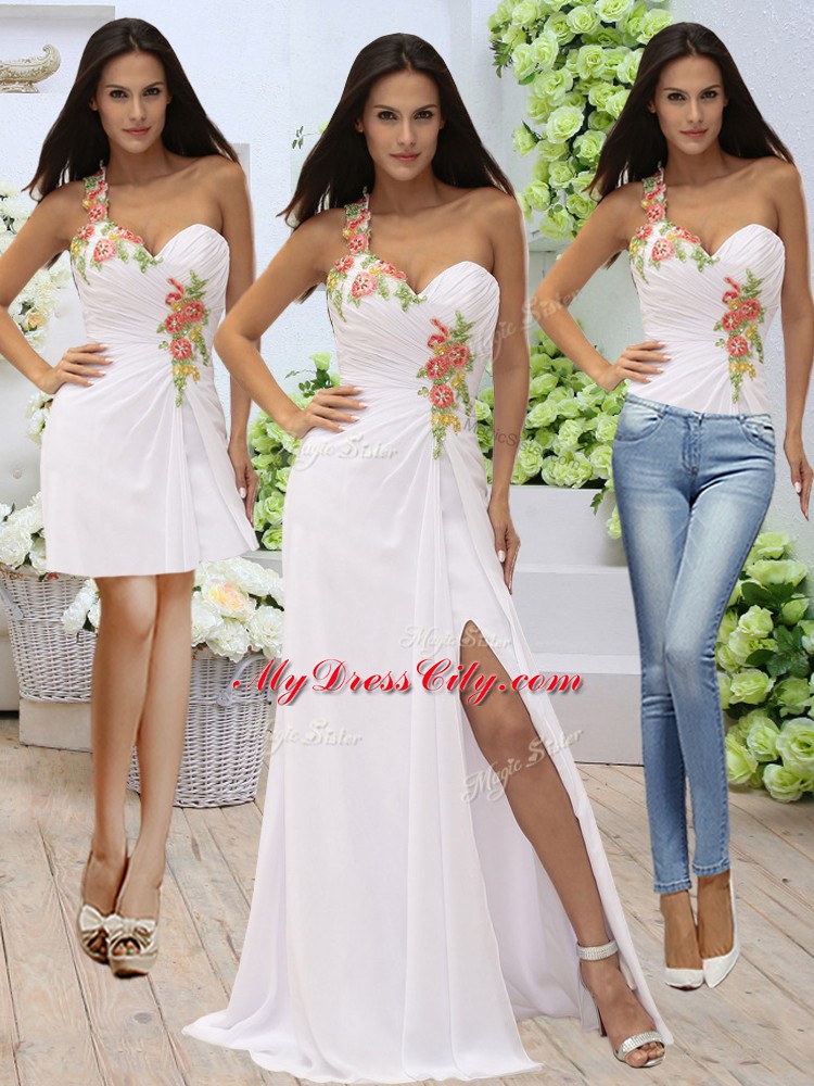 Appliques White Zipper Sleeveless Floor Length