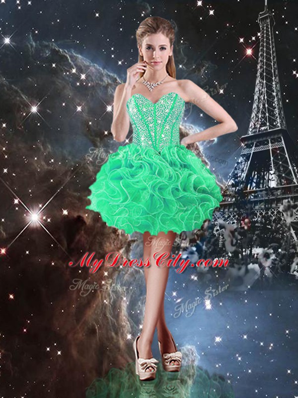 Low Price Green Sweetheart Lace Up Beading and Ruffles Quinceanera Dresses Sleeveless