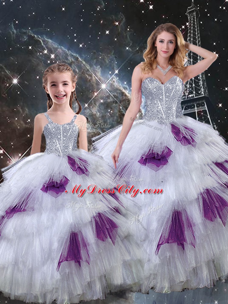 Smart Sweetheart Sleeveless Lace Up Quinceanera Dress Multi-color Organza