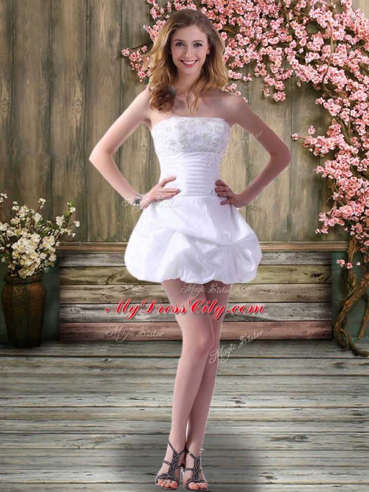 Wonderful White Ball Gowns Beading and Embroidery Bridal Gown Lace Up Chiffon Sleeveless Mini Length