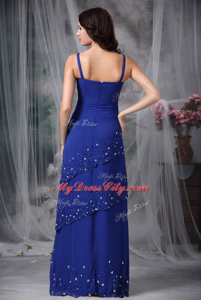 Floor Length Rust Red Mother Dresses Chiffon Sleeveless Beading