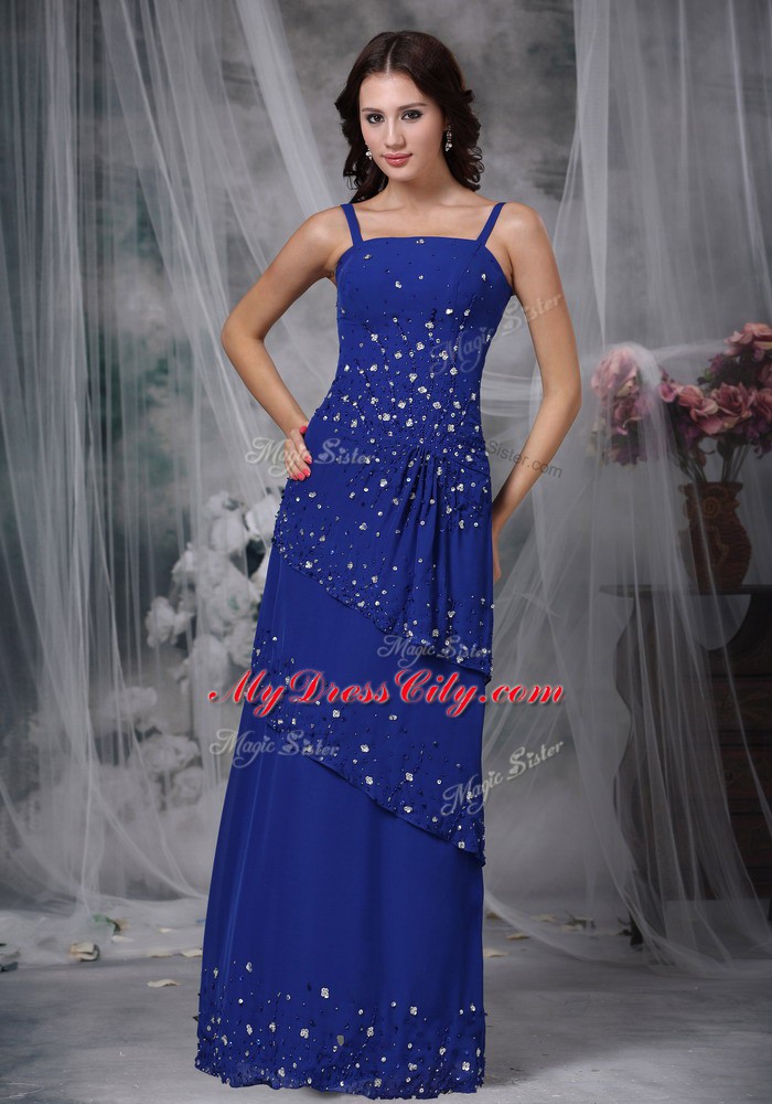 Stylish Straps Sleeveless Chiffon Mother Dresses Beading Zipper