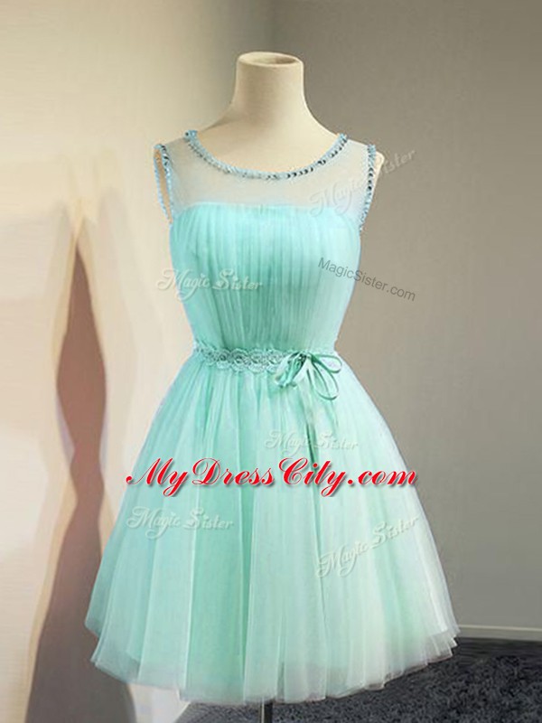 Tulle Sleeveless Knee Length Bridesmaid Gown and Belt