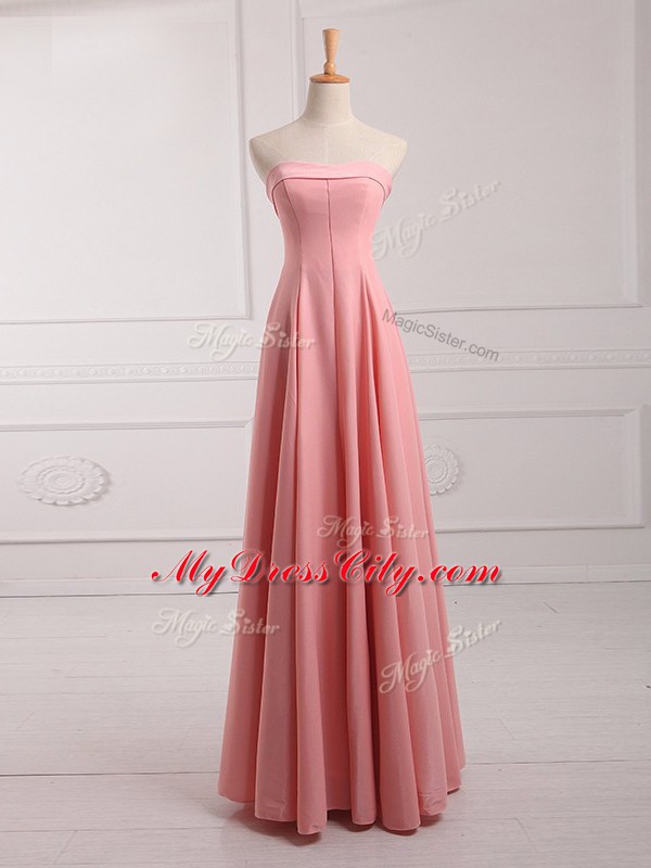 Trendy Watermelon Red Strapless Neckline Ruching Damas Dress Sleeveless Lace Up