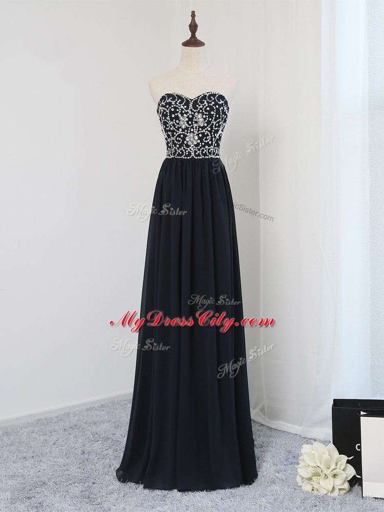 Inexpensive Sleeveless Zipper Floor Length Beading Prom Dress