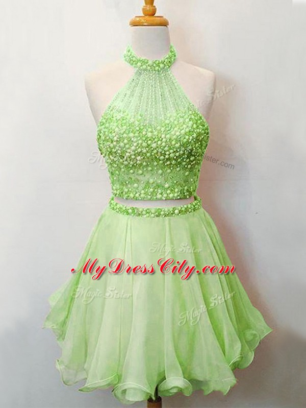 Stunning Knee Length Two Pieces Sleeveless Quinceanera Court Dresses Lace Up