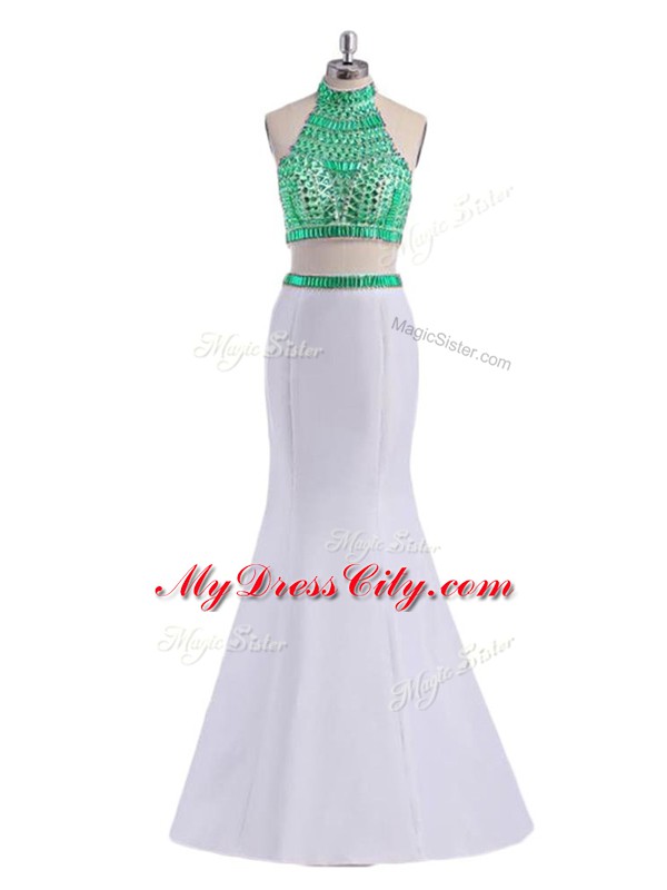 Sleeveless Criss Cross Floor Length Beading Prom Party Dress