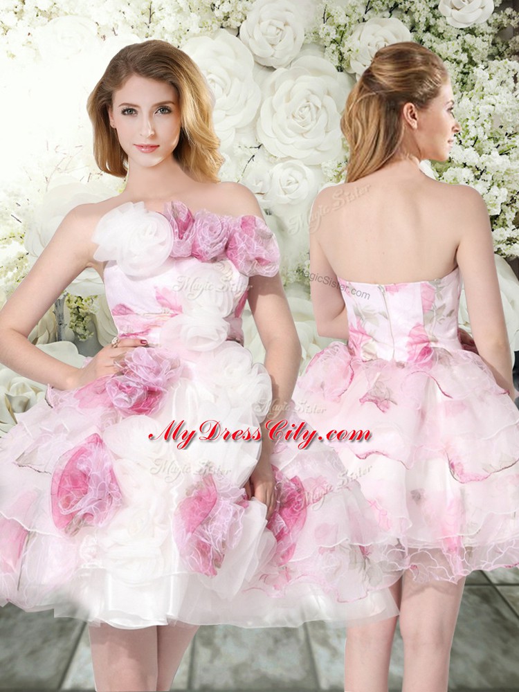 Clearance Multi-color Zipper Off The Shoulder Hand Made Flower Wedding Dresses Organza Sleeveless