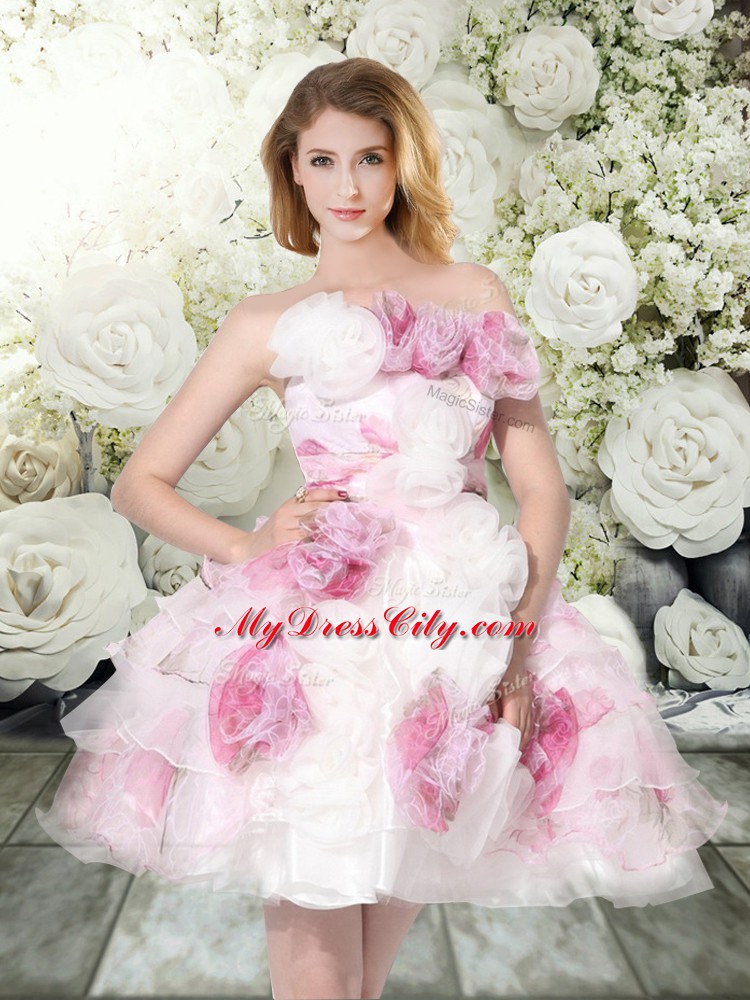 Clearance Multi-color Zipper Off The Shoulder Hand Made Flower Wedding Dresses Organza Sleeveless