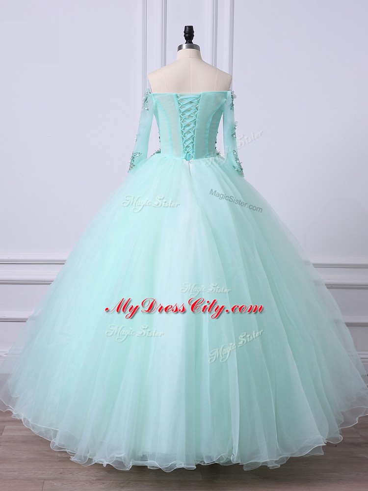 Traditional Jewelry 3 4 Length Sleeve Beading Lace Up Quinceanera Dress