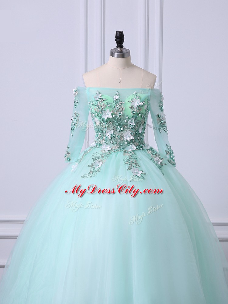 Traditional Jewelry 3 4 Length Sleeve Beading Lace Up Quinceanera Dress